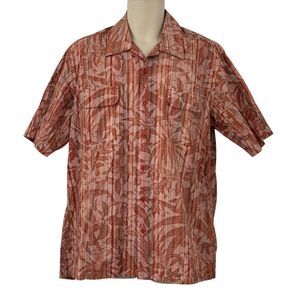 Tommy Bahama Vintage Fit‎ Mens Button-Up Short Sleeve Hawaiian Shirt Red Leaf L